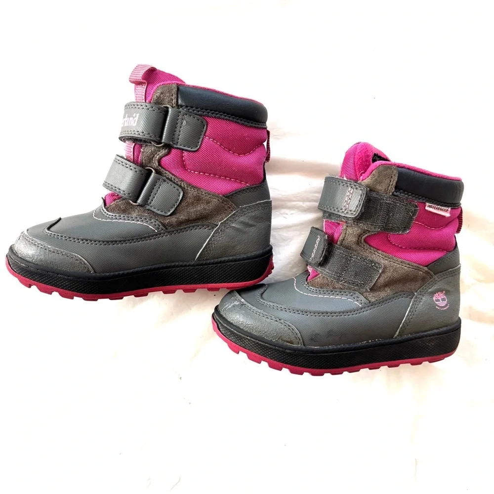 Timberland SnowBoots Fleece lined Gray Pink SZ 10.5 Used but decent condition